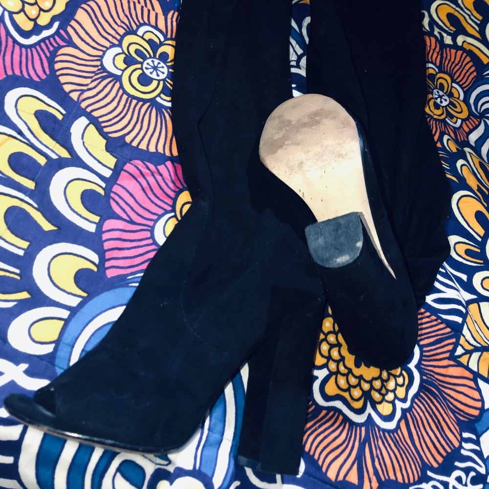 BLACK SUEDE THIGH HIGH BOOTS